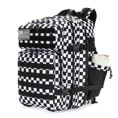 25L Tactical Military Backpack (Black White Checkered)