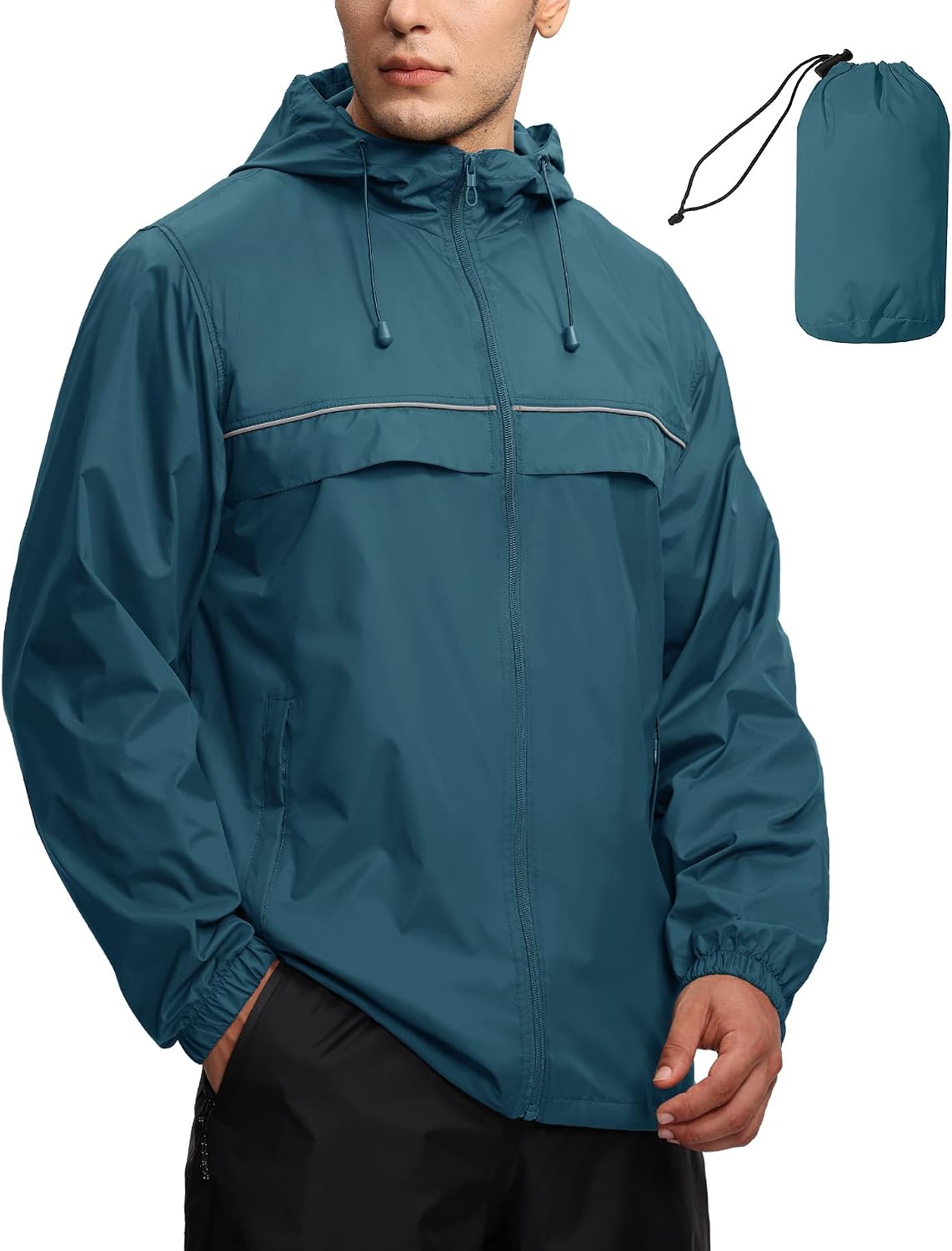 SWISSWELL Mens Waterproof Windbreaker Rain Jacket Lightweight Packable Raincoat with Hood for Golf Hiking Travel