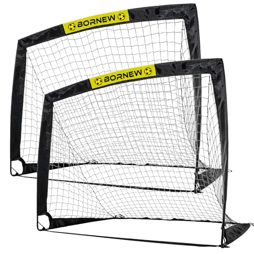 Kids Soccer Goal for Backyard Set - 2 Set of 6X4 / 4X3 ft Toddler Soccer Nets Training Equipment, Soccer Ball, Pop Up Portable Soccer Set for Kids and Youth Games and Training Goals Ages 3-16 Gift