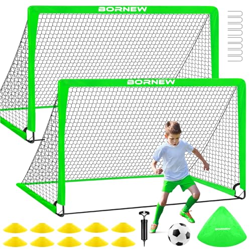 Kids Soccer Goal for Backyard Set - 2 Set of 6X4 / 4X3 ft Toddler Soccer Nets Training Equipment, Soccer Ball, Pop Up Portable Soccer Set for Kids and Youth Games and Training Goals Ages 3-16 Gift