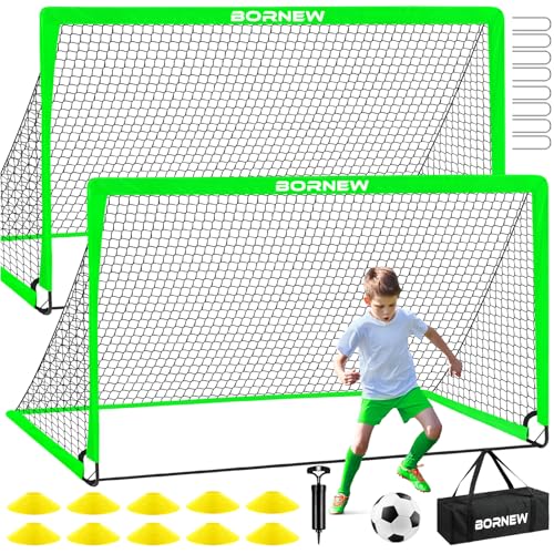 Kids Soccer Goal for Backyard Set - 2 Set of 6X4 / 4X3 ft Toddler Soccer Nets Training Equipment, Soccer Ball, Pop Up Portable Soccer Set for Kids and Youth Games and Training Goals Ages 3-16 Gift