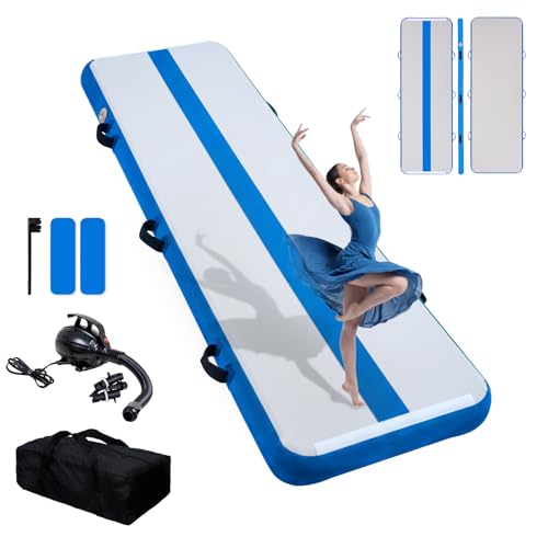 Tuxedo Sailor Inflatable Gymnastics Mat with Electric Pump, Storage Bag, Repair KitAir Mat for Home Training, Cheerleading, Yoga