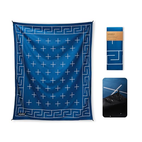 Nomadix Festival Blanket - Perfect for Picnics, Camping, & Lawn Seating - Plush Top & Water Resistant Base - Made with Post Consumer Recycled Materials - Barton Blue - 60x72