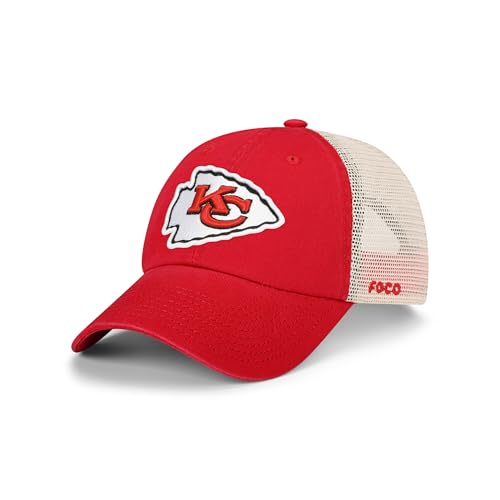 FOCO Men's NFL Team Logo Casual Mesh Trucker Hat Caps