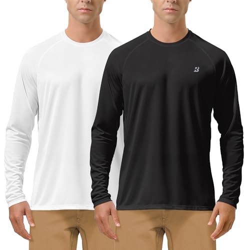 Roadbox Mens UPF 50+ UV Sun Protection Shirts Outdoor Long Sleeve SPF Rash Guard for Fishing Hiking Swimming Running
