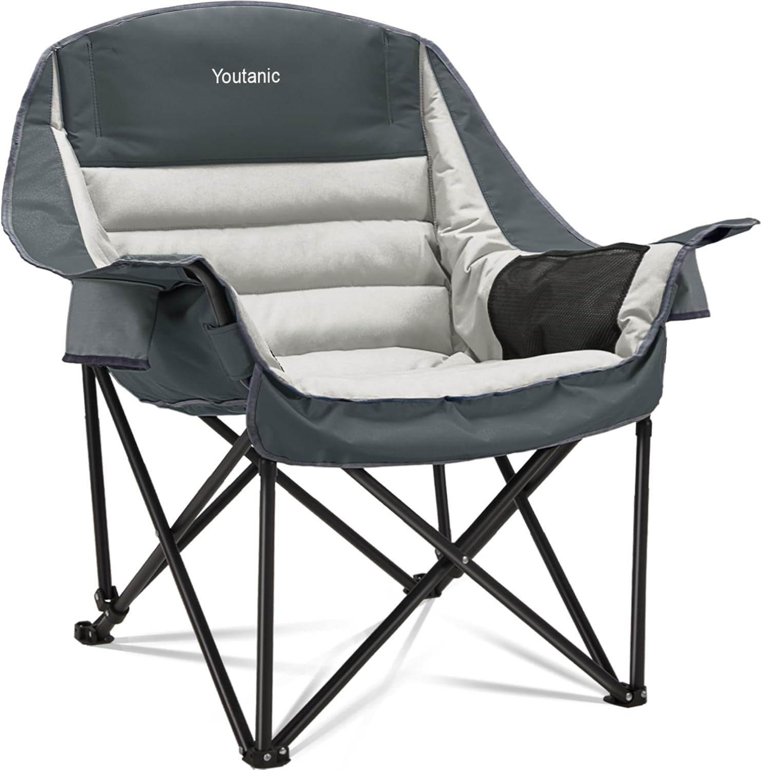 Oversized Camping Chair, Portable Folding Camping Chairs with Side Pocket, Cup Holder and Carry Bag, Heavy Duty Outdoor Camping Chairs for Adults, Fishing, Sports, Trip, up to 400lbs, Style 8