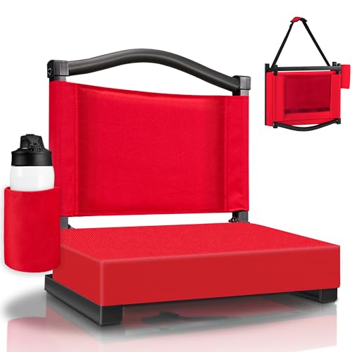 HABUTWAY Stadium Seats with Back Support and Thick Cushion Bleacher Seats with Backs and Cushion Wide, Stadium Chairs Include Shoulder Strap and Pocket, Perfect for Sports Events
