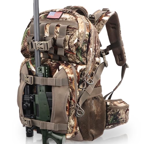 Hunting Backpack, Camo Hunting Backpacks & duffle Bags, Water-resistant Long-Lasting Large Capacity Bow Backpack Hunting Pack For Hunting Gear Accessories (Stealth Reed Camo)