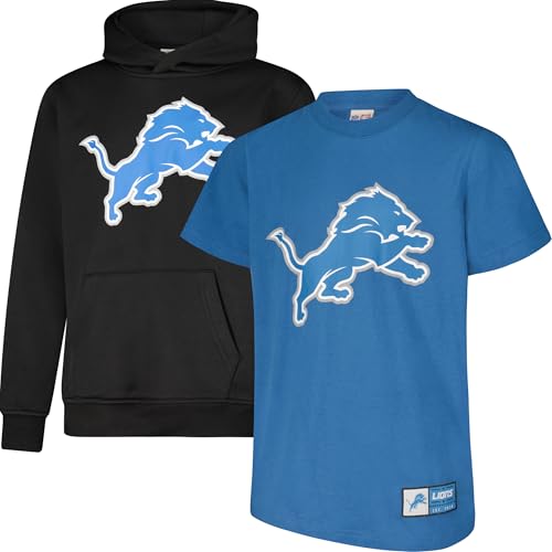 Ultra Game Youth NFL Official Super Soft T-Shirt & Hoodie Sweatshirt Set (Sizes 8 to 18-20)