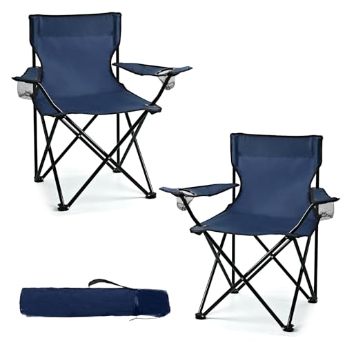 2 Pack Lightweight Camping Chairs for Adults & Teens, 250LBS Capacity Foldable Portable Chairs with Carry Bag, Compact Design for Camping, Beach, Picnics, and Outdoor Events