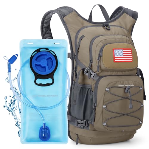 Maelstrom Hydration Hiking Backpack with 2L/3L Water Bladder, High Flow Bite Valve Camping Daypack Lightweight