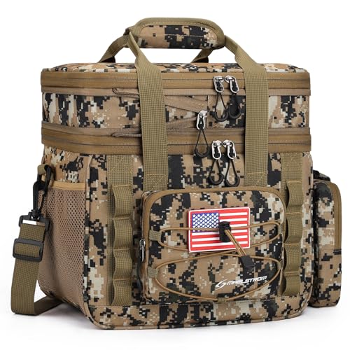 Maelstrom Tactical Lunch Box, 23 L Insulated Lunch Bag for Men, Expandable Double Deck Lunch Cooler Bag,Large Leakproof Soft Lunch Tote with Detachable MOLLE Bags, for Adult Women Work,Picnic