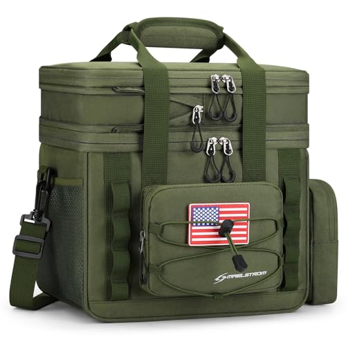 Maelstrom Tactical Lunch Box, 23 L Insulated Lunch Bag for Men, Expandable Double Deck Lunch Cooler Bag,Large Leakproof Soft Lunch Tote with Detachable MOLLE Bags, for Adult Women Work,Picnic