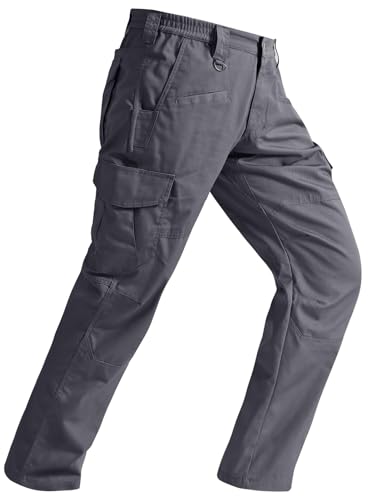 SPOSULEI Mens Tactical Pants Ripstop Cargo Work Pants with 9 Pockets Water Resistant Breathable Hiking Construction Pants