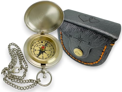 MAH Backpacking Navigation Handmade Brass Personalize Compass for Best Man Get Well Hiking Camping Hunting Trekking Sailing Adventure Travelling Graduation Day Birthday Gifts for Son Back to School