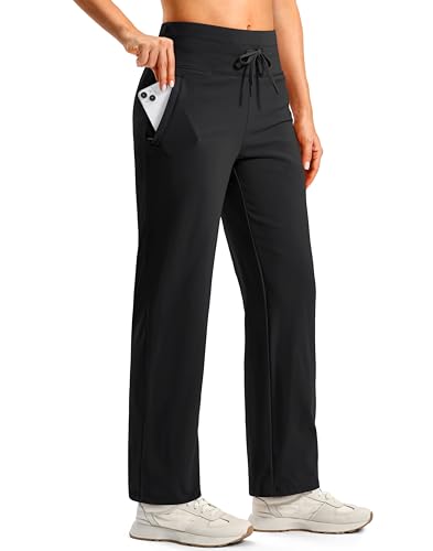 SANTINY Women's Fleece Lined Pants 29" Winter Warm Sweatpants Water Resistant Snow Ski Hiking Pants with Zipper Pockets