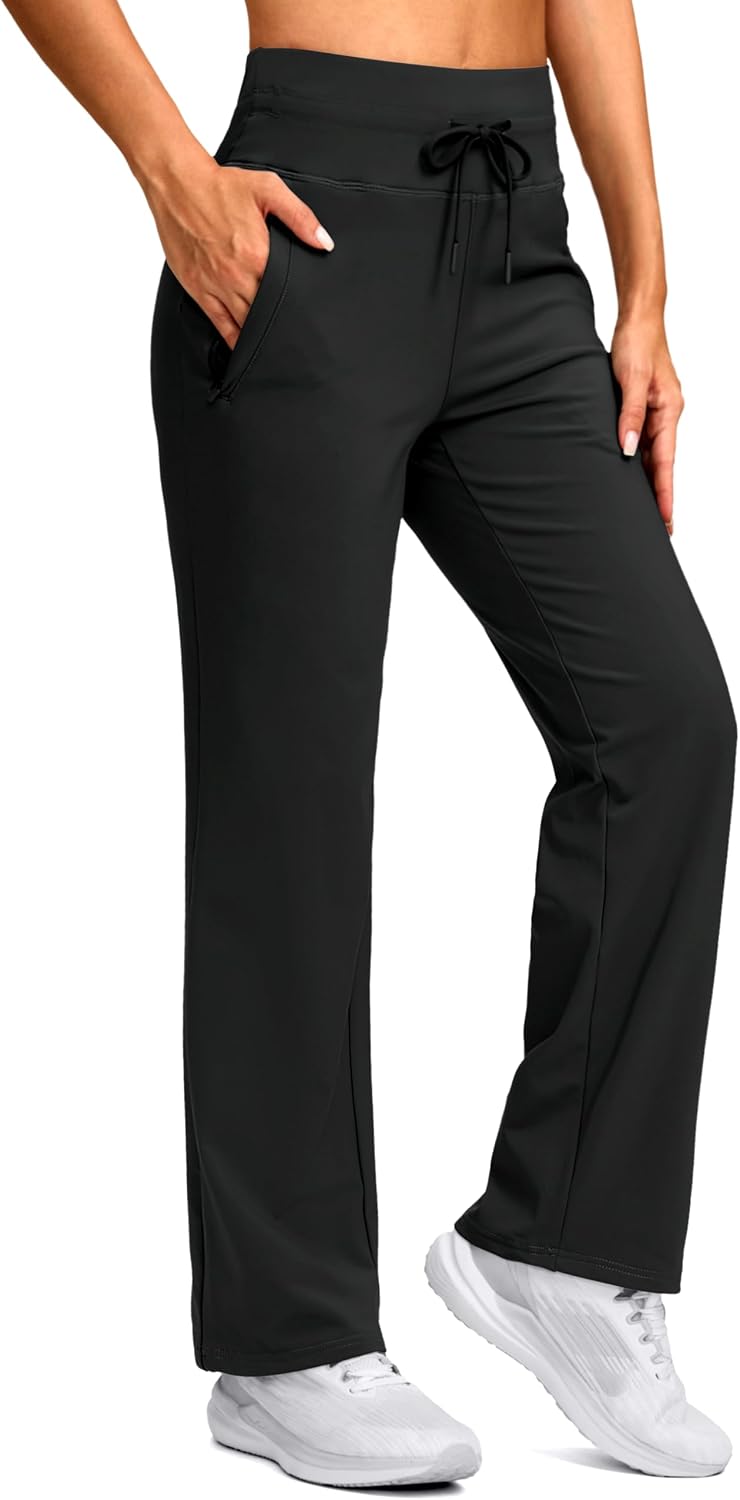 SANTINY Women's Fleece Lined Pants 29" Winter Warm Sweatpants Water Resistant Snow Ski Hiking Pants with Zipper Pockets