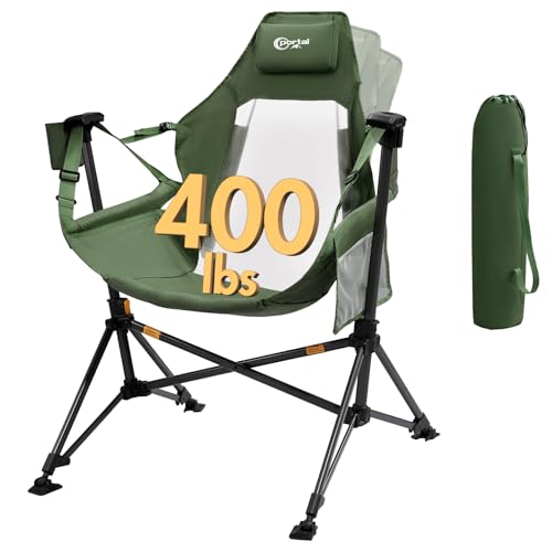 Portal Hammock Camping Chair, Portable Outdoor Swinging Chair with Breathable Mesh High Back, Green