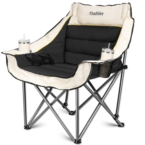 Oversized Camping Chair for Adults  Heavy Duty Folding Chair with Cup Holders, Storage Pocket & Carry Bag  Outdoor Padded Camp Chair for Camping, Backyard, Fishing & Sports  Supports 400lbs
