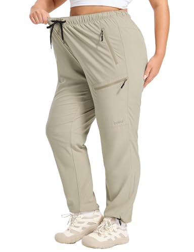 baleaf Plus Size Pants for Women Hiking Cargo Water Resistant UPF 50+ Cargo Joggers Zipper Pockets