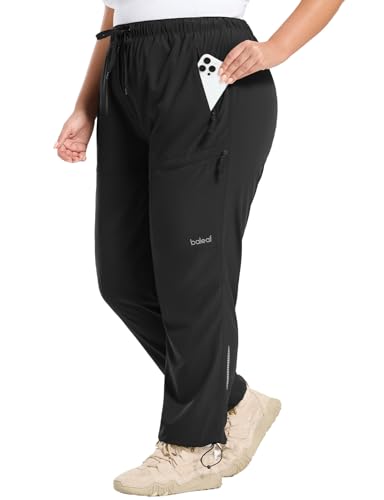 baleaf Plus Size Pants for Women Hiking Cargo Water Resistant UPF 50+ Cargo Joggers Zipper Pockets