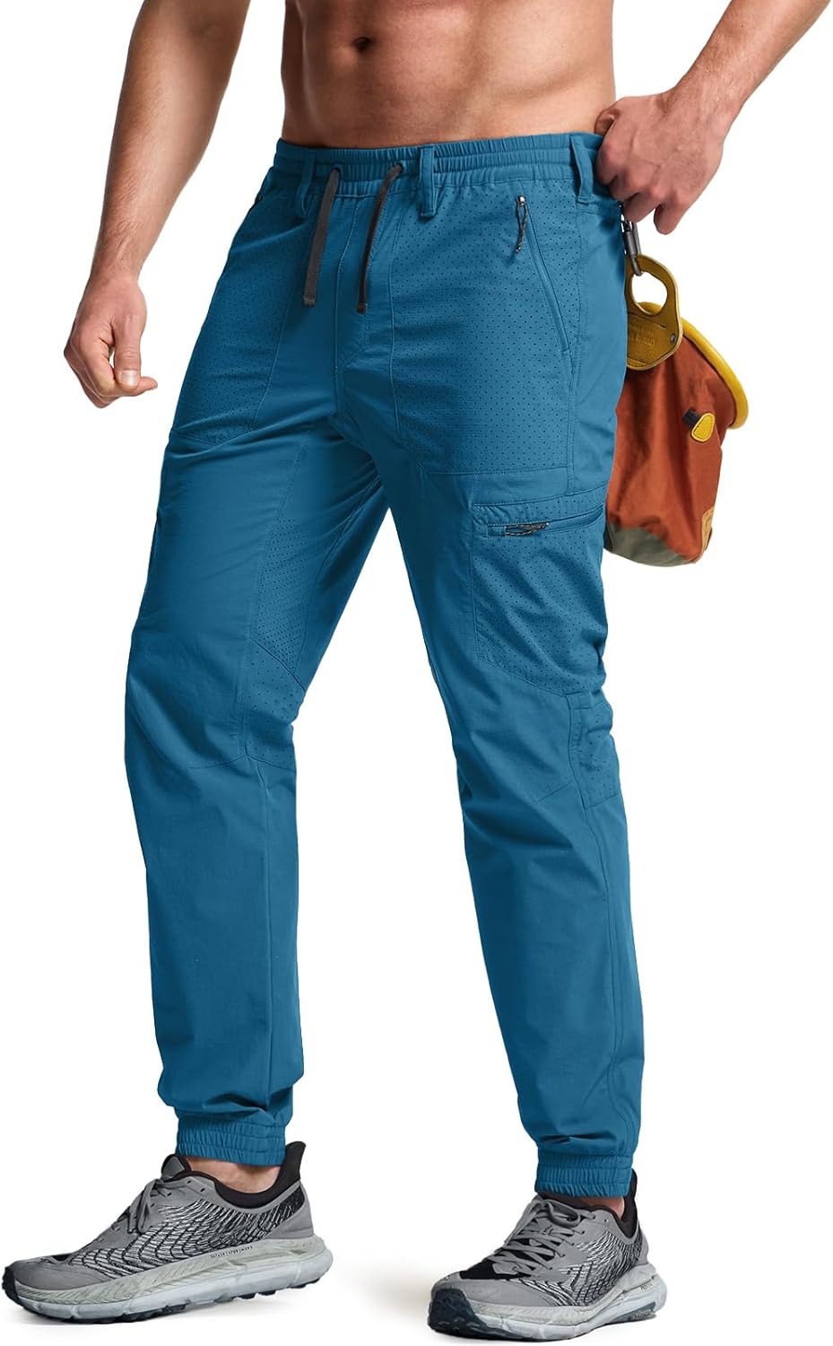 CQR Men's Lightweight Vent Hiking Pants, Water-Resistant & Breathable Sports Outdoor Athletic Pants with Elastic Waist