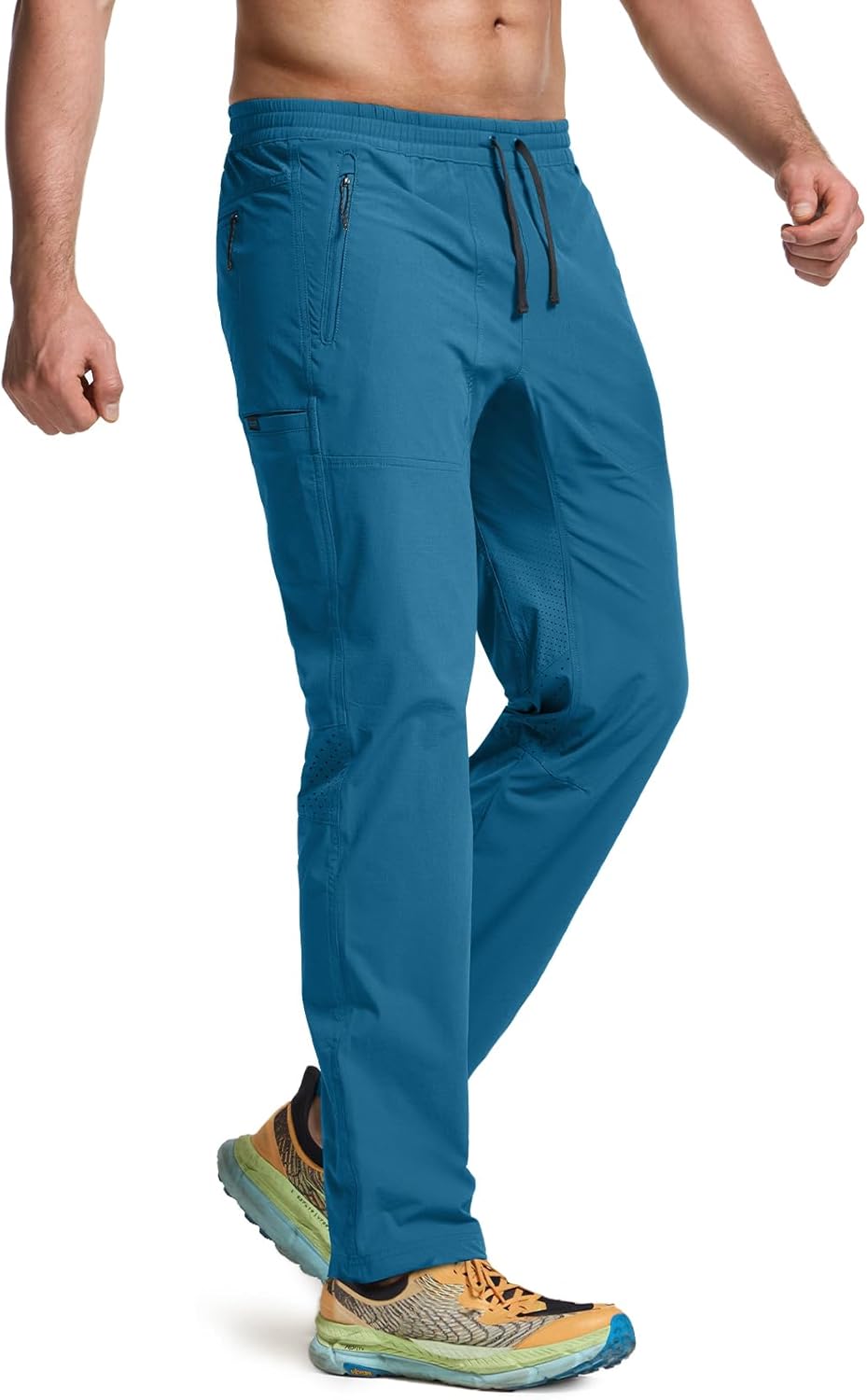 CQR Men's Lightweight Vent Hiking Pants, Water-Resistant & Breathable Sports Outdoor Athletic Pants with Elastic Waist