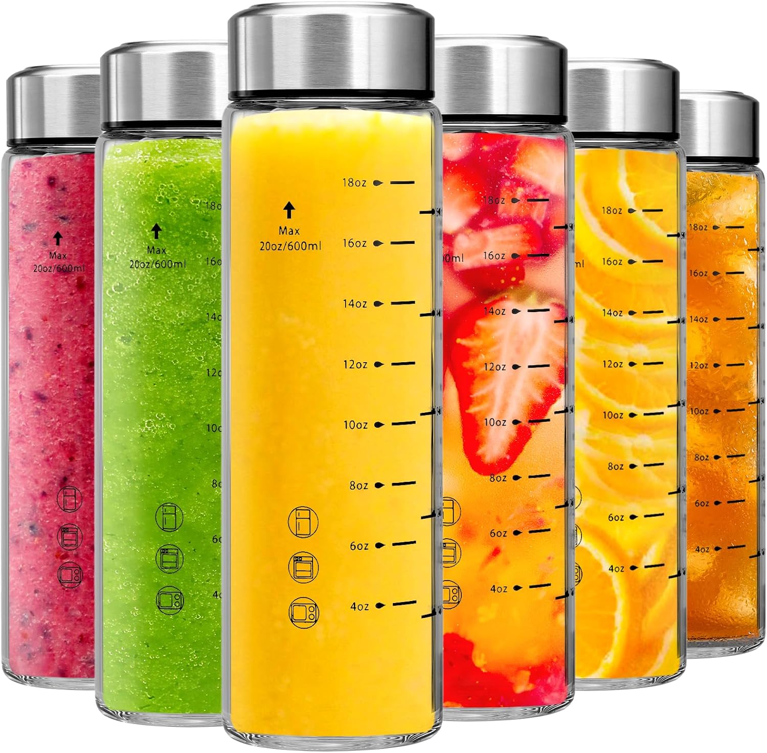chunmo 20oz Glass Juice Bottles