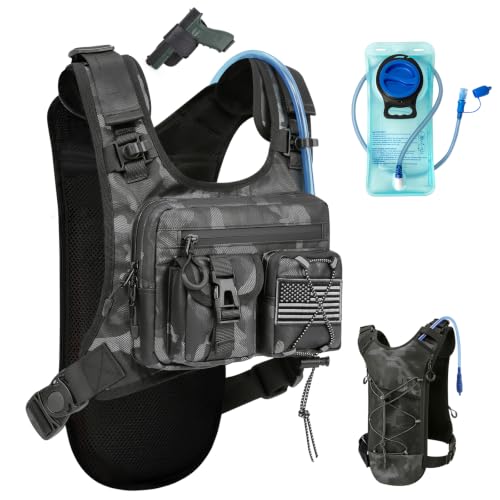USA Original Patent Running Hydration Vest Backpack, Lightweight Chest Pack with 2.0L Water Bladder Bag Daypack for Hiking Running Cycling Race Marathon for Women Men