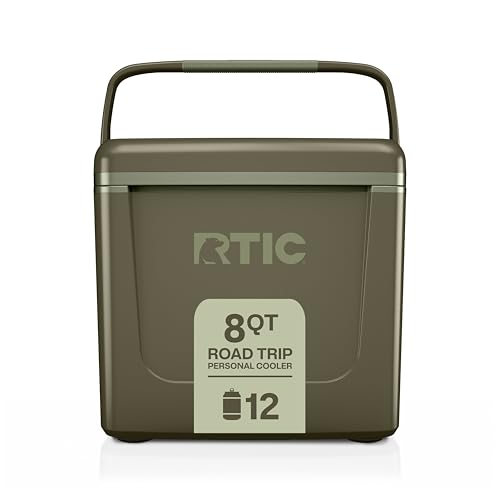RTIC 8 QT Road Trip Personal Cooler, Small, Compact, Insulated, Portable Ice Chest Box for Food, Drink, Beverage, Beach, Camping, Picnic, Fishing, Boat, 12-Can Capacity
