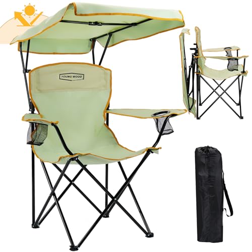 YOUNG WOOD Portable Camping Chair w/ Shade