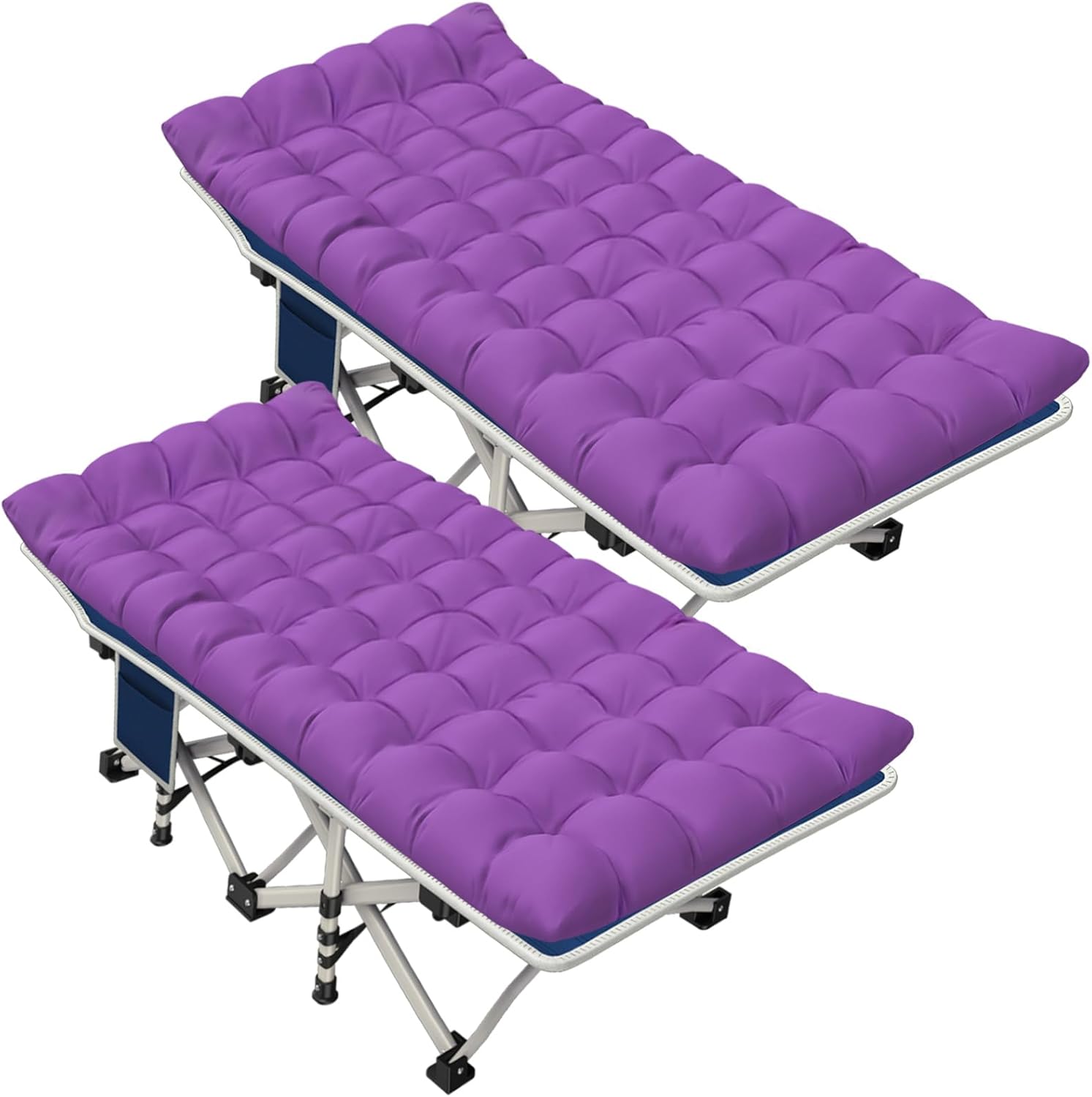 2 Pack Camping Cot with Comfortable Mattress Camping Bed Cots for Sleeping Cot for Adults 2 Person Folding Cot Heavy Duty with Carry Bag for Home Outdoor Indoor