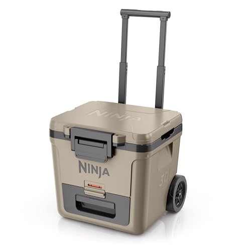 Ninja | Cooler | FrostVault 30QT Cooler with Wheels | Insulated with Temp Dry Storage Drawer | Keeps Ice Cold for Days | for The Beach, Camping, Picnics & More | Birch Beige | FB230CS