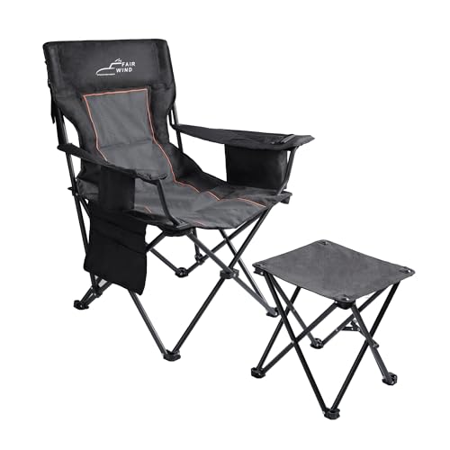 FAIR WIND Oversized Padded Camping Chair with Footrest