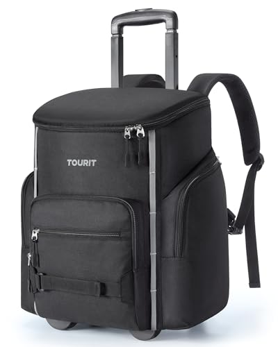 TOURIT Rolling Cooler Backpack: Leakproof Waterproof Insulated 36 Cans Beach Cooler with Wheels and Handle Outdoor Camping Picnic Travel