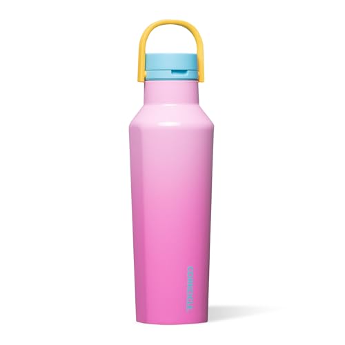 Corkcicle Sport Canteen - Keeps Drinks Cold 25 Hours - Stainless Steel Water Bottle - Triple-Insulated - Spill-Proof - Summer Drinkware Gift - Keeps Drinks Ice Cold - 20 oz - Pink Pop