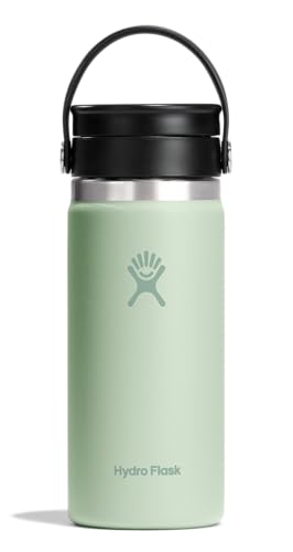 Hydro Flask Flex Sip Coffee Tumbler  Insulated Stainless Steel, Non Spill, Leak Proof Travel Coffee Cup 16 Oz Aloe Green