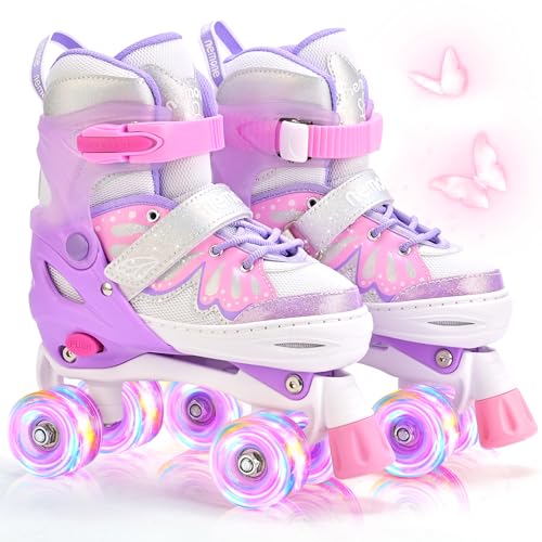 NEMONE Mermaid 4 Size Adjustable Light up Roller Skates