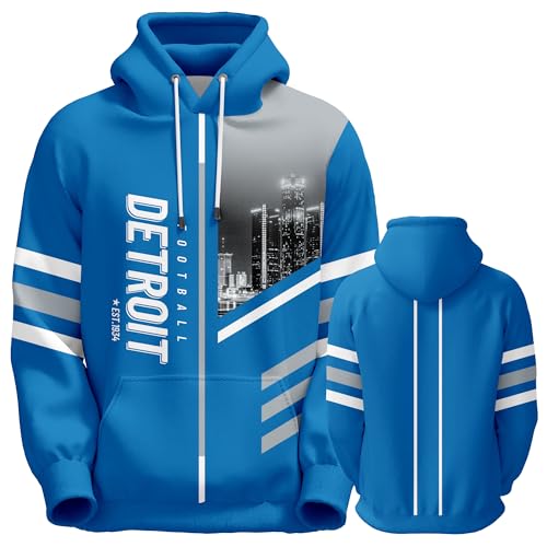 Men's American Football Hoodies City Night Skyline Team Fans Sweatshirt Sports Football Gift Pullover Game Day Apparel