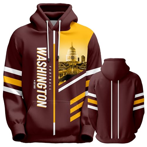 Men's American Football Hoodies City Night Skyline Team Fans Sweatshirt Sports Football Gift Pullover Game Day Apparel