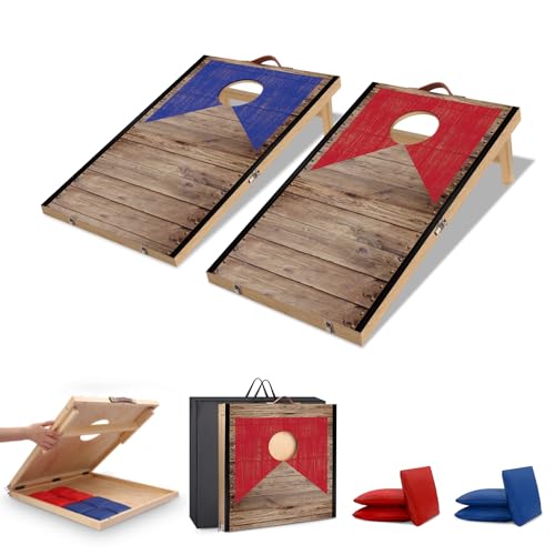 Portable Cornhole Board Set with Bean Bags 2 ft x 1 ft Foldable Corn Hole Games for Adults and Kids, Premium Variant with Carry Case