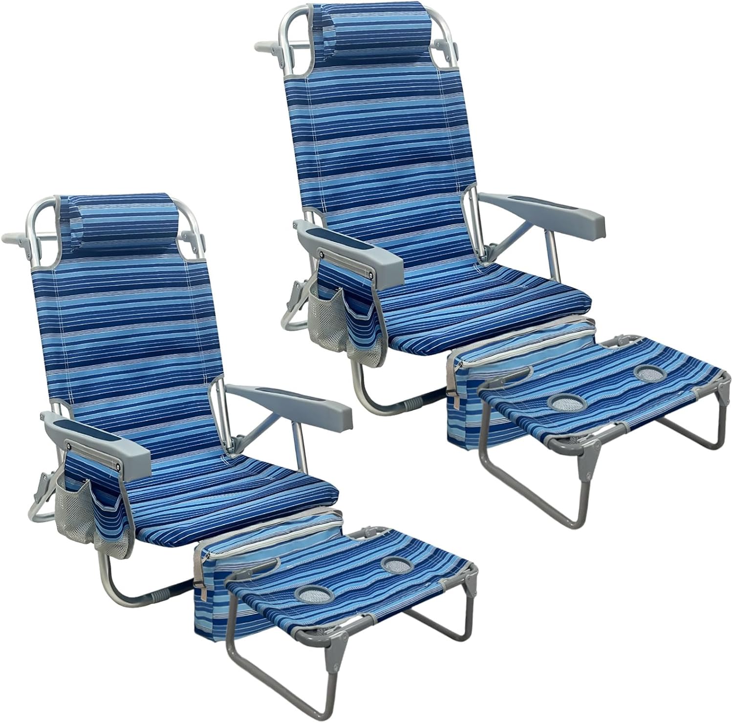 Backpack Beach Chair Aluminum 2 Pack with Folding Camping Table 5-Position Lay Flat Lounge Chair Outdoor with Insulated Cooler Bag (ASIN B0DQPNWLTY)