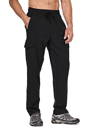 baleaf Men's Hiking Pants Water Resistant Cargo Quick Dry Travel Elastic Waist with Zip Pockets UPF 50+ for Work Running