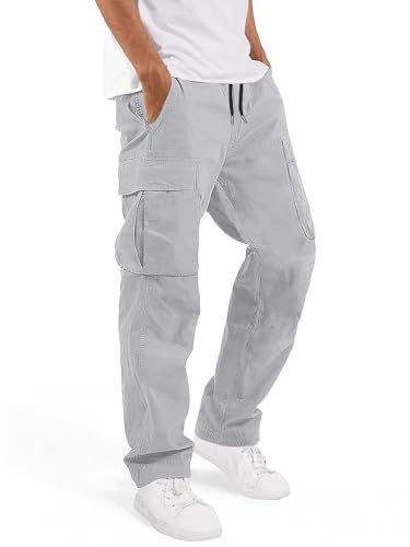 Men's Casual Cargo Pants 30/32/34/36 Tall Inseam Hiking Pants Workout Joggers Loose Straight Sweatpants for Men
