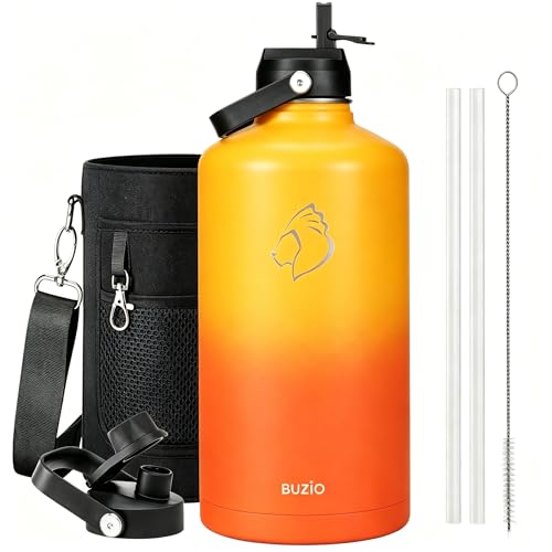 BUZIO 128oz Gallon Water Bottle (Yellow Orange)