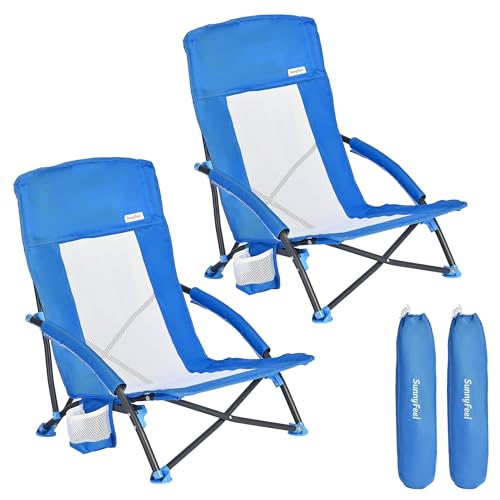 SUNNYFEEL Folding Low Camping Beach Chair 2 Pack