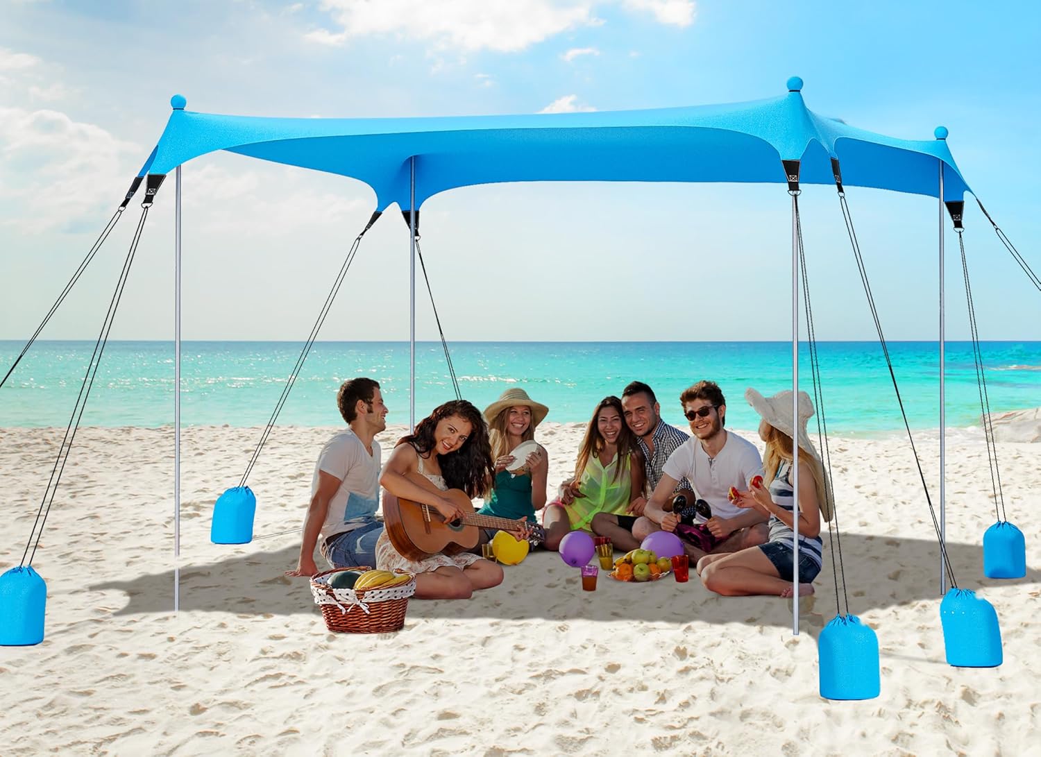 Gorich Beach Tent Sun Shelter with 8 Sandbags, UPF50+ Protection & Windproof Pop Up Beach Canopy Tent Sun Shade for Family, Travel & Camping, Easy Setup Canopy Umbrella