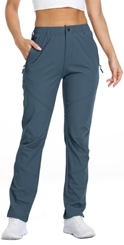 SPOSULEI Womens Summer Lightweight Pants Outdoor Nylon Quick Dry Travel Golf Hiking Sweatpants with Zipper Pockets