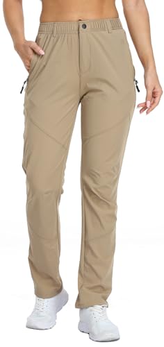 SPOSULEI Womens Summer Lightweight Pants Outdoor Nylon Quick Dry Travel Golf Hiking Sweatpants with Zipper Pockets
