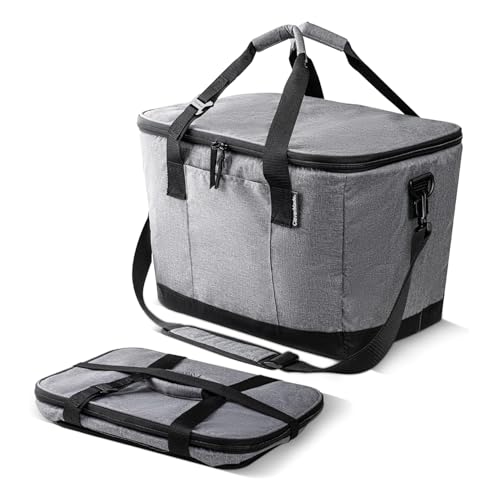 CleverMade Collapsible Insulated Cooler Bag  Leakproof Soft Folding Cooler for Beach, Travel, Car, with Shoulder Strap & Bottle Opener